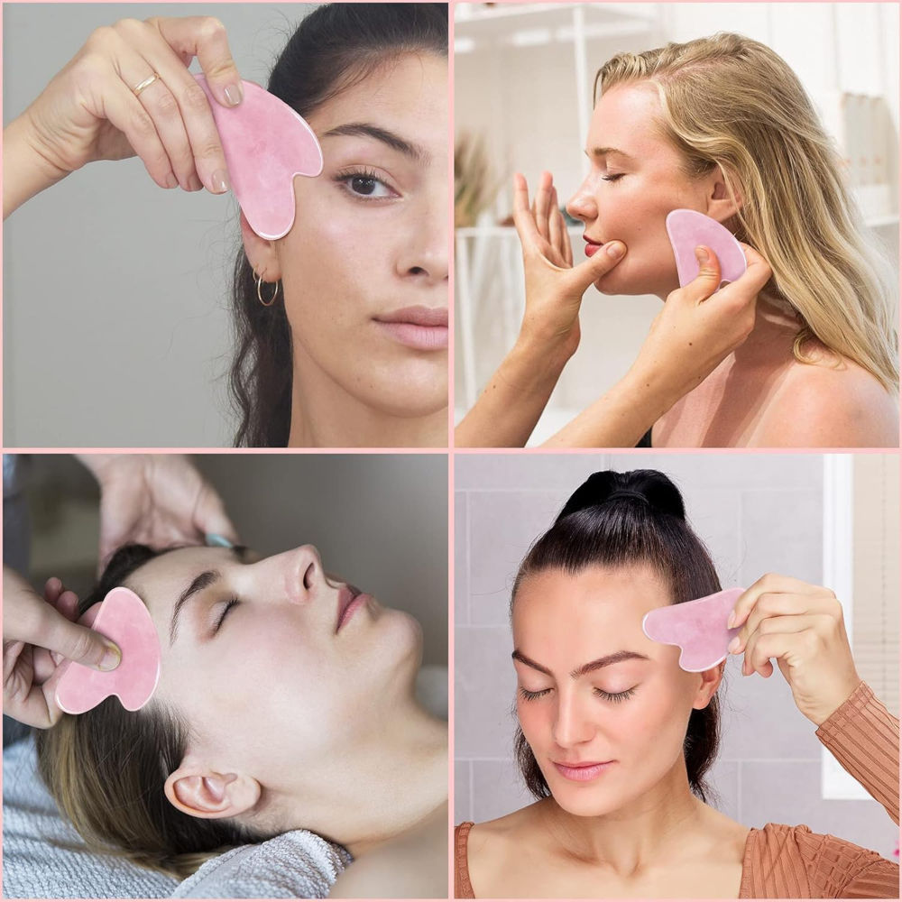 Original Rose Quartz Stone Gua Sha For Face, Neck And Under Eye Massager