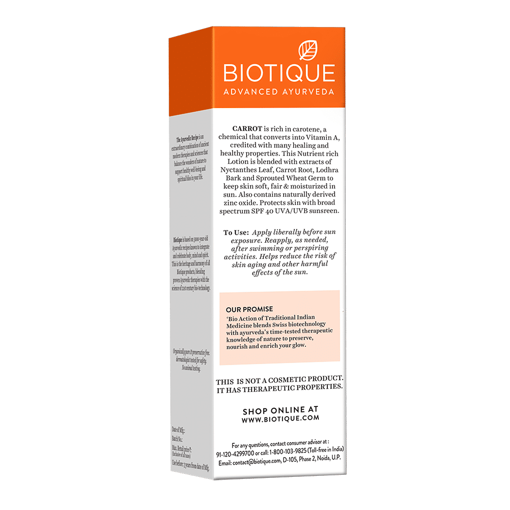 Bio Carrot Ultra Soothing Face Lotion 40+ SPF Sunscreen