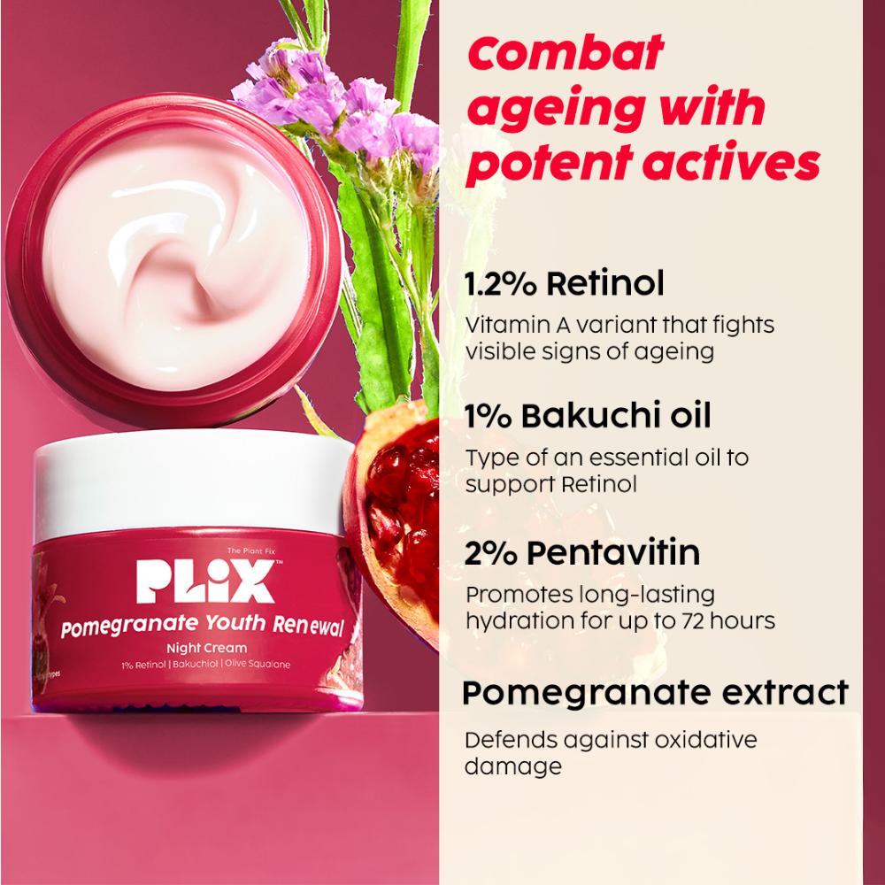 1.20% Retinol & 1% Bakuchi Oil Pomegranate Anti Ageing Night Cream, Reduce Fine Line & Wrinkles