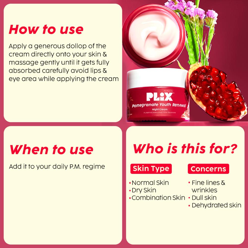 1.20% Retinol & 1% Bakuchi Oil Pomegranate Anti Ageing Night Cream, Reduce Fine Line & Wrinkles