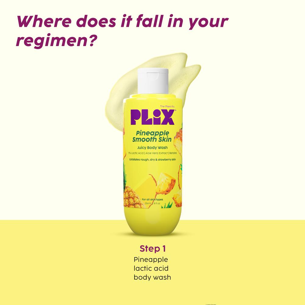 Pineapple 5% Lactic Acid Body Wash Exfoliates Dry, Rough & Strawberry Skin With Deep Cleansing