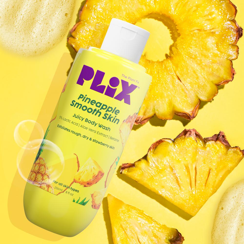 Pineapple 5% Lactic Acid Body Wash Exfoliates Dry, Rough & Strawberry Skin With Deep Cleansing