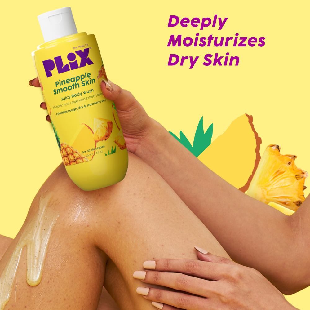 Pineapple 5% Lactic Acid Body Wash Exfoliates Dry, Rough & Strawberry Skin With Deep Cleansing