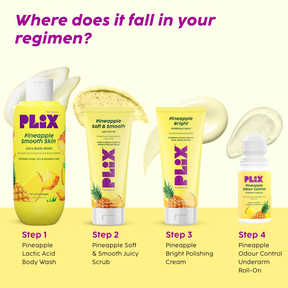 Pineapple 5% Lactic Acid Body Wash Exfoliates Dry, Rough & Strawberry Skin With Deep Cleansing