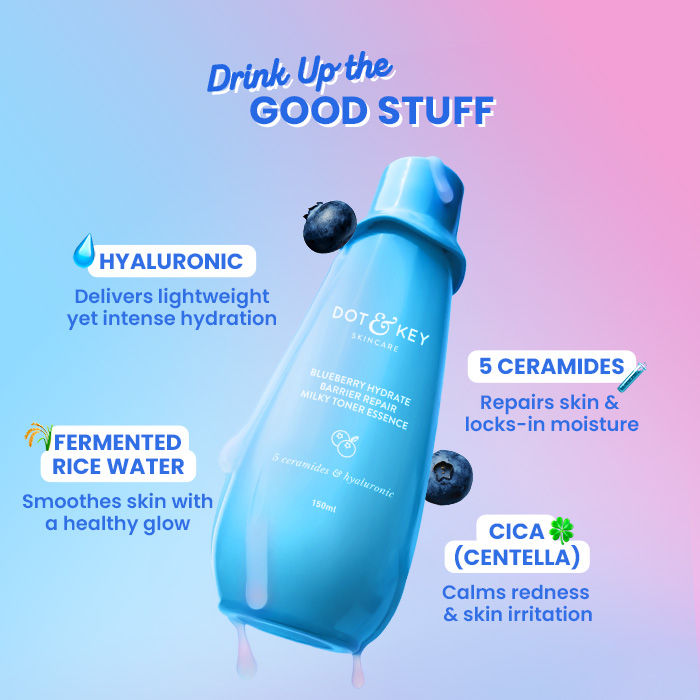 Blueberry Hydrate Barrier Repair Milky Toner Essence, With 5 Ceramides & Hyaluronic