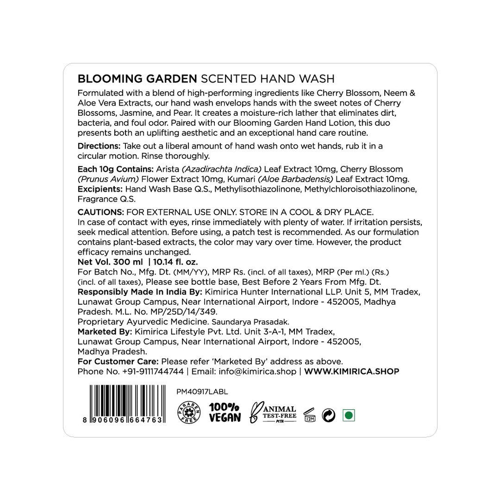 Blooming Garden Scented Hand Wash With Cherry Blossom & Aloe Vera, Soft On Hands
