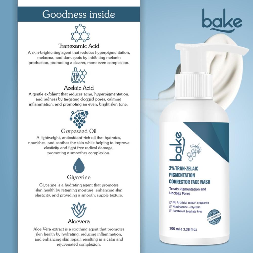 2% Tran-Zelaic Pigmentation Corrector Milky Face Wash For Pigmentation and Unclogged pores