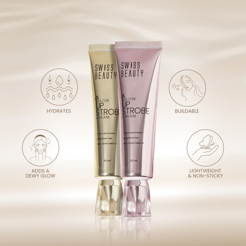 Glow Up Strobe Cream, Dewy Radiance, Versatile Use With Jojoba Oil