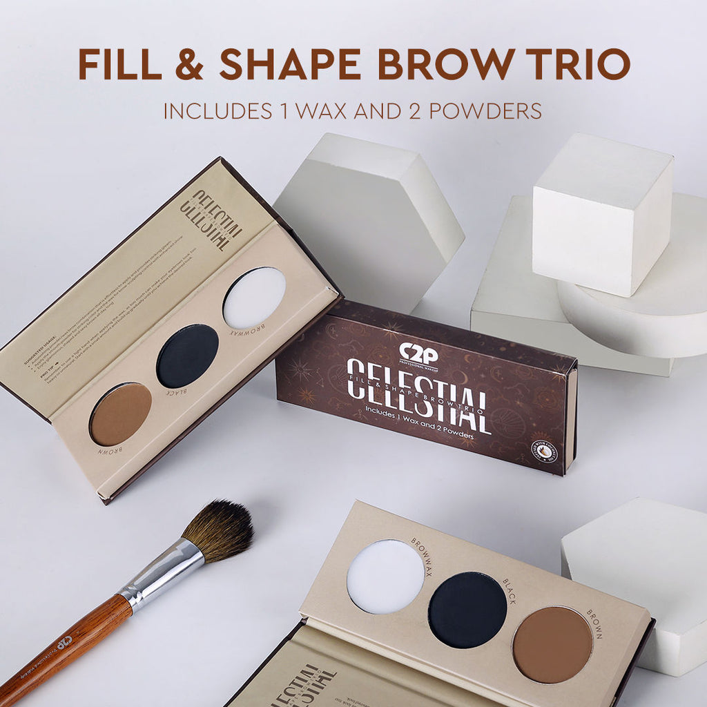 Eyebrow Enhancer Eyeshadow Palette With Wax Cream Celestial 3 in 1 Fill Set Shape
