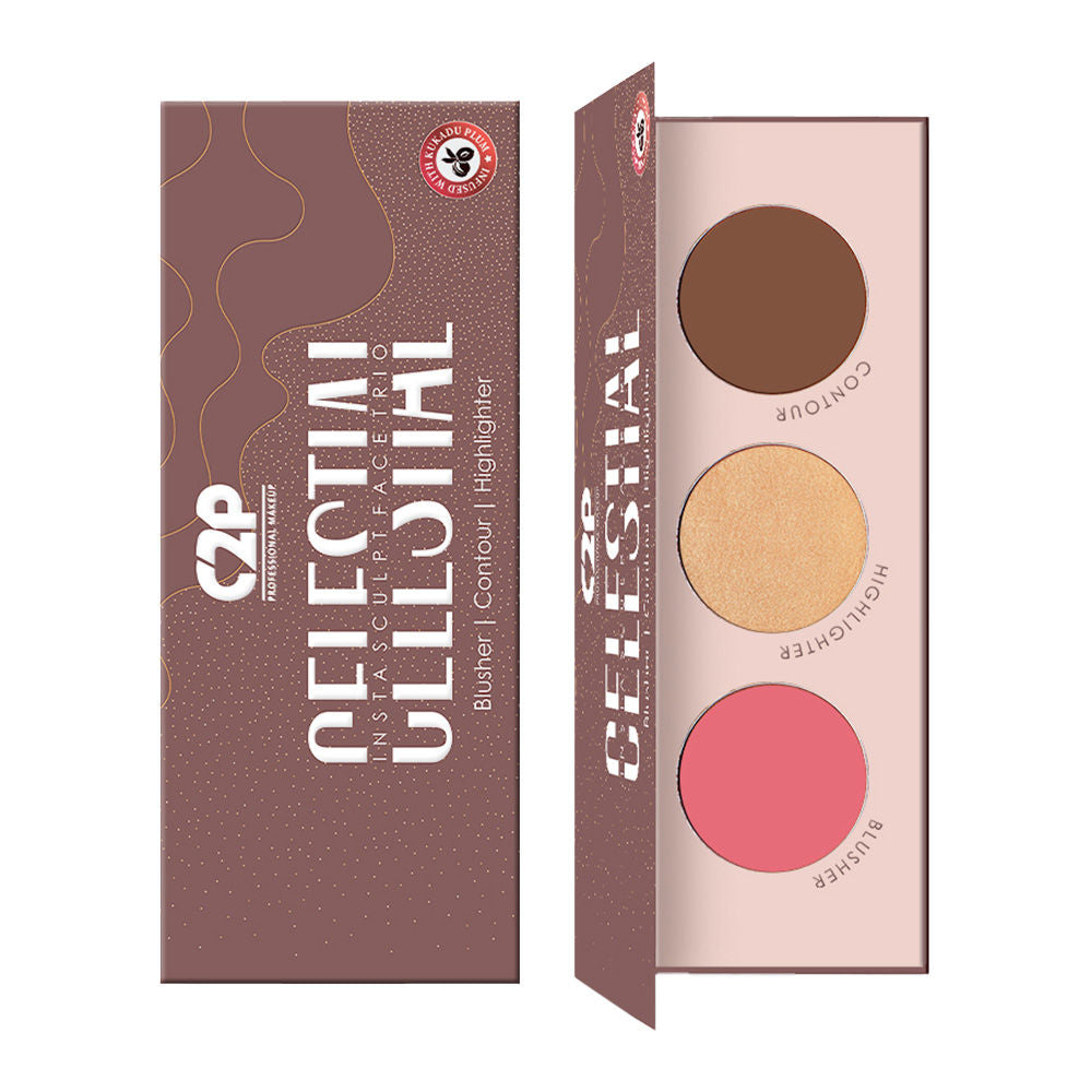 Celestial 3 in 1 Blush Contour Highlighter Face Palette Highly Pigmented (Back to L.A)