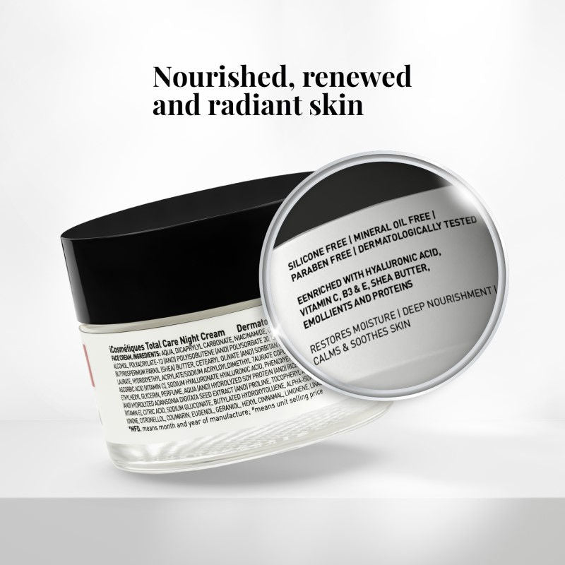 Night Cream - Vitamins B3, C, E, Deep Hydration & Glow, Mineral Oil & Silicone-Free