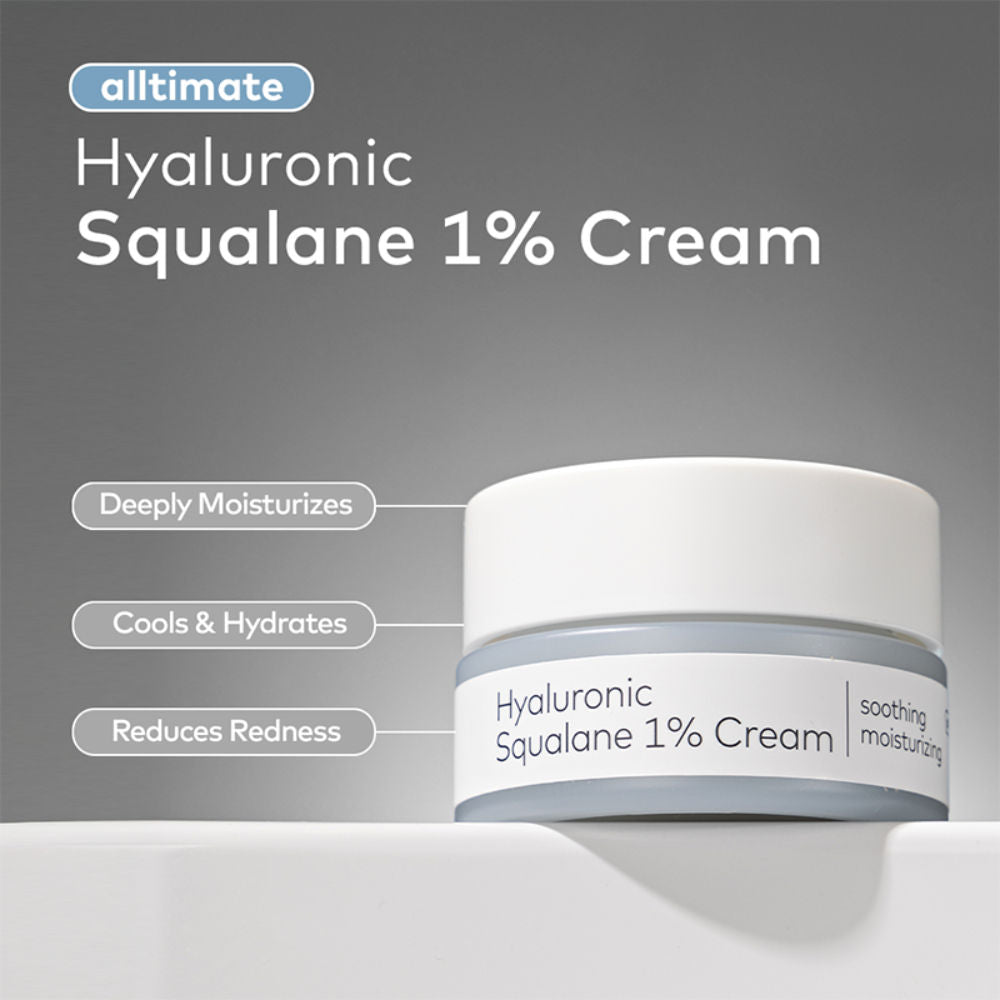 Alltimate Hyaluronic Squalane 1% Cream - Korean Day & Night Hydrating Moisturizer