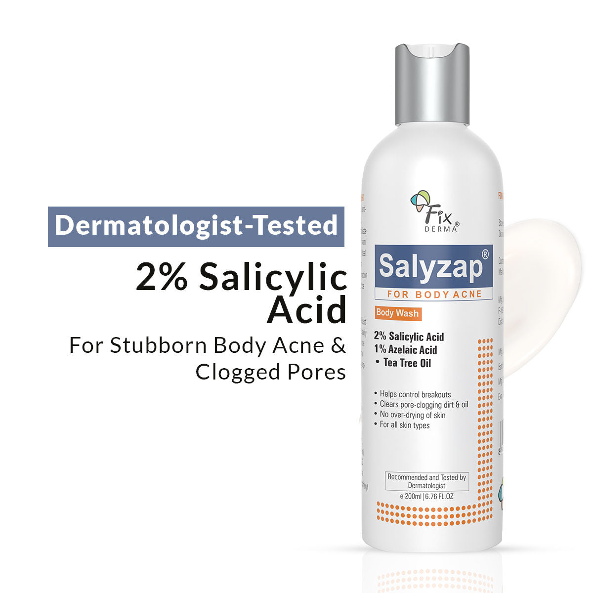 Salyzap 2% Salicylic Acid Body Wash Acne Control Back Acne Body Wash for Women & Men