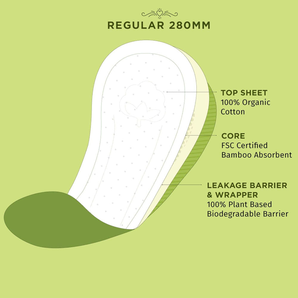 Biodegradable Sanitary Pads-Leak-Proof, Soft, And Rash-Free Period Protection (Regular, 10Pcs)