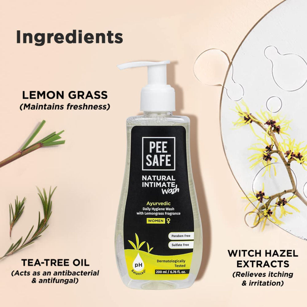 Intimate Wash For Women - Lemongrass Fragrance & 100% Alcohol-Free, Paraben-Free