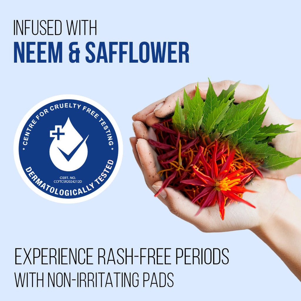 Period Care Xxl Dry Sanitary Pads Neem Safflower Heavy Flow, Rash-Free