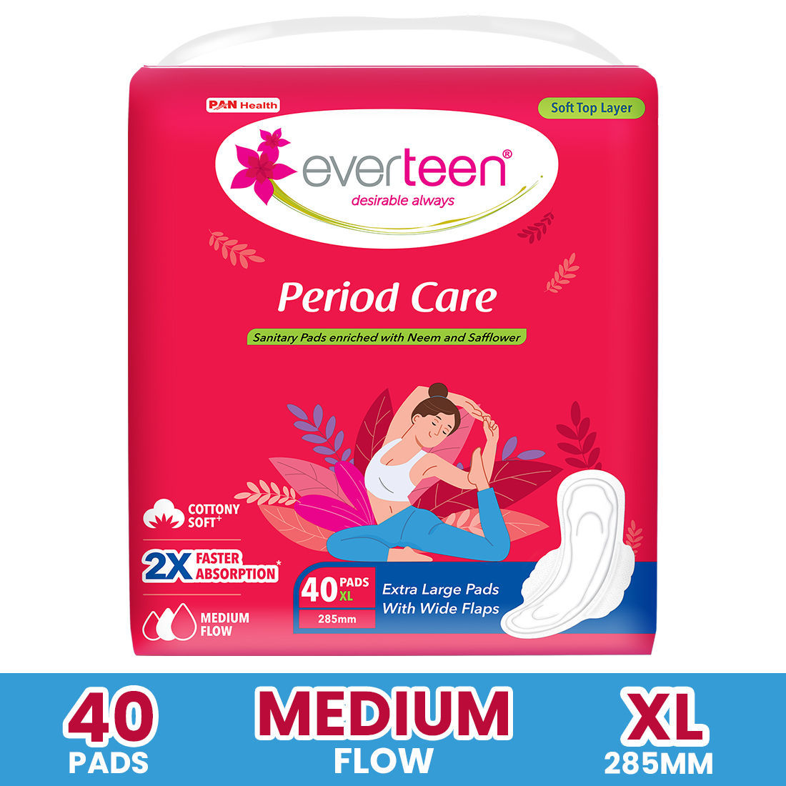 Period Care XL Soft Sanitary Napkins Pads For Medium Flow