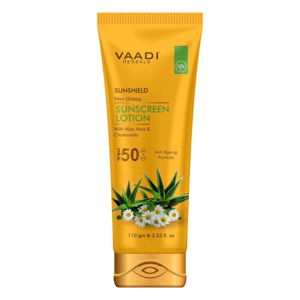 Sunshield Non-Greasy Sunscreen Lotion With Aloe Vera & Chamomile SPF 50