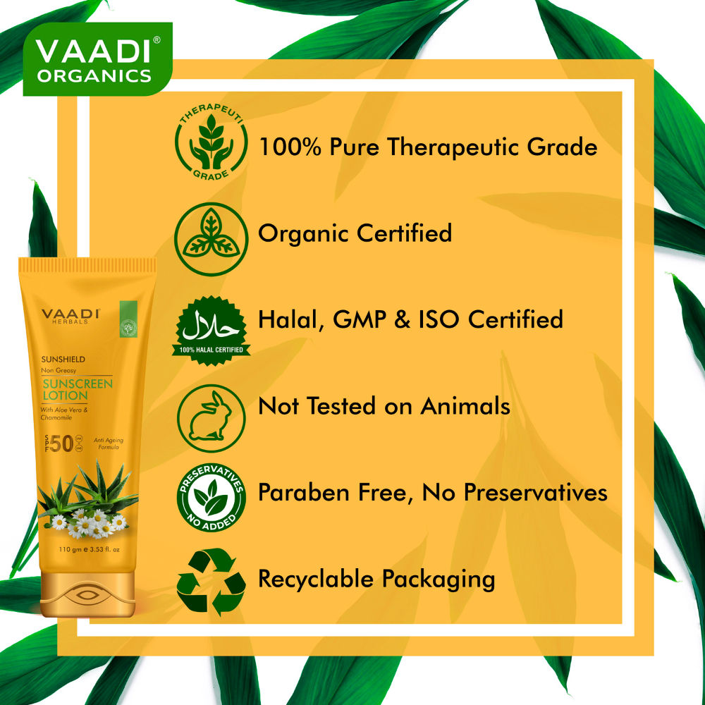 Sunshield Non-Greasy Sunscreen Lotion With Aloe Vera & Chamomile SPF 50