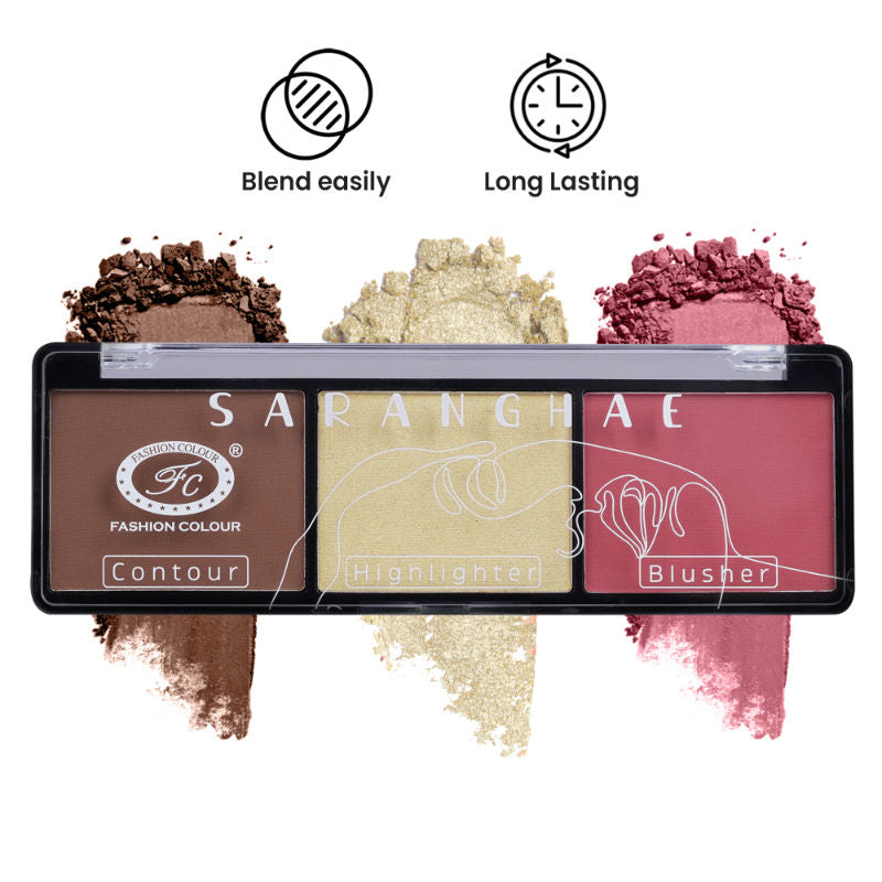 Saranghae 3 In 1 Contour Highlighter Blusher Palette - Shade 01