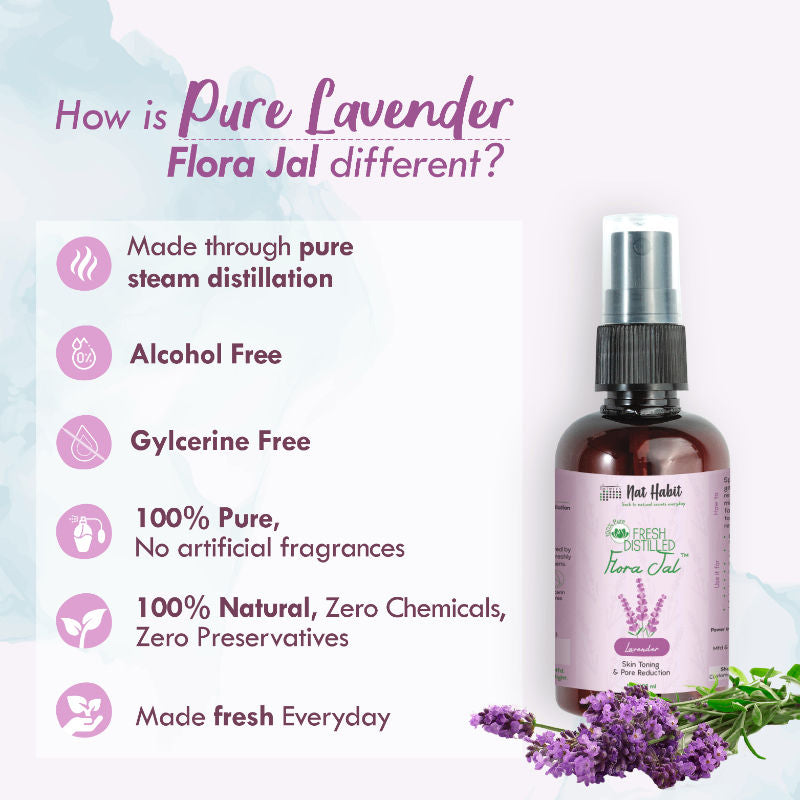 100% Pure Lavender Jal - Toner & Face Mist for Pore Reduction, Acne Control & Hydration