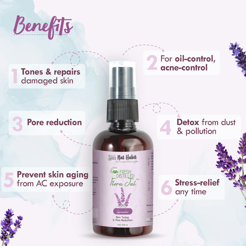 100% Pure Lavender Jal - Toner & Face Mist for Pore Reduction, Acne Control & Hydration