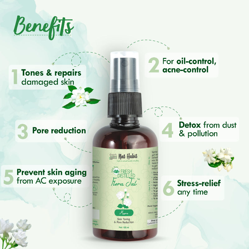 100% Pure Mogra Jal, Jasmine Water, Toner & Face Mist for Oil Control, Acne & Hydration