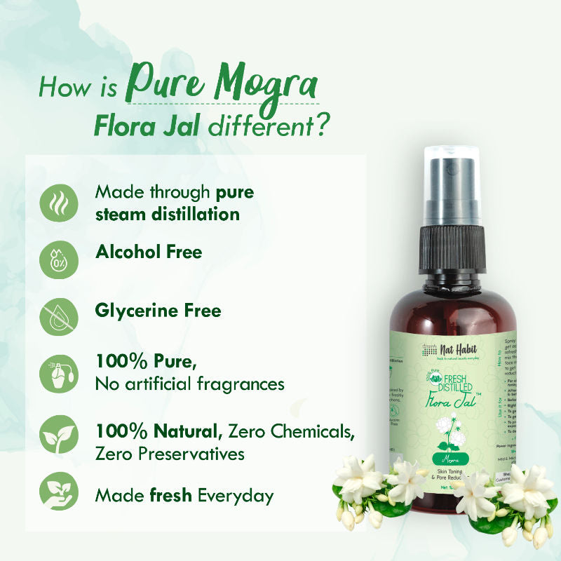 100% Pure Mogra Jal, Jasmine Water, Toner & Face Mist for Oil Control, Acne & Hydration