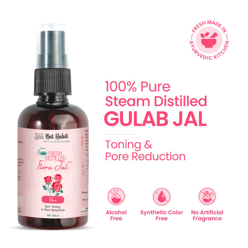 Gulab Jal 100% Pure Rose Water, Face Mist (Toner) for Pore Tightening, Acne & Hydration