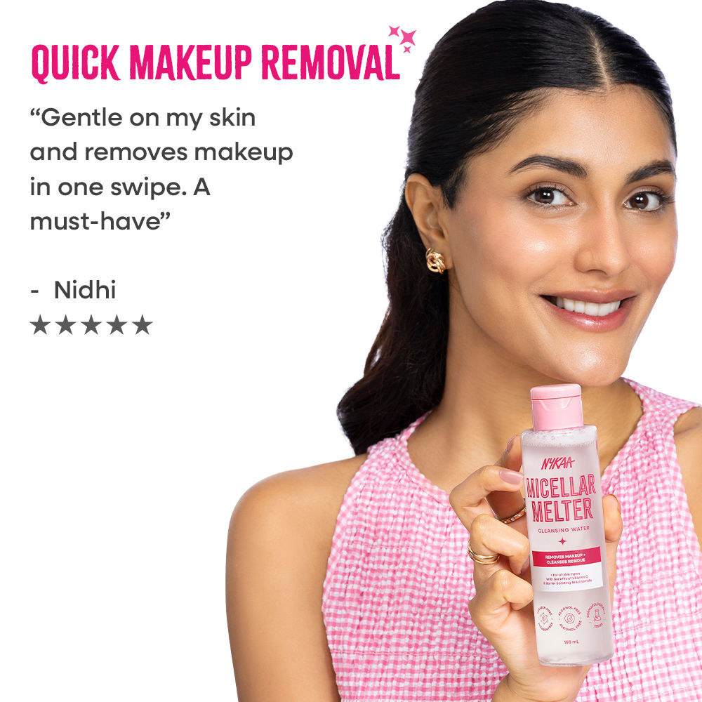 Nykaa Micellar Melter Cleansing Water - Sensitive Skin Gentle Cleanser With Vitamin C & Niacinamide