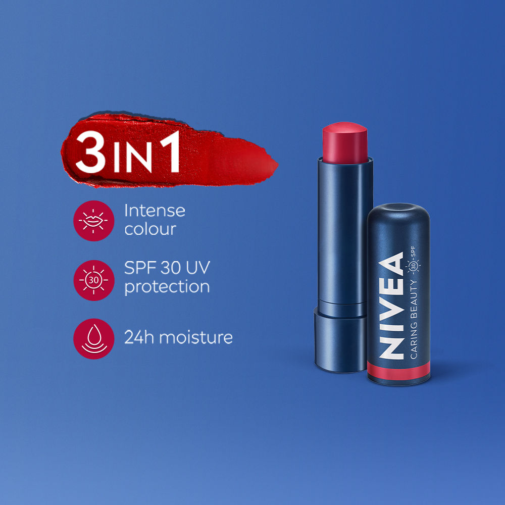 Lip Caring Beauty Red Lip Balm With SPF 30