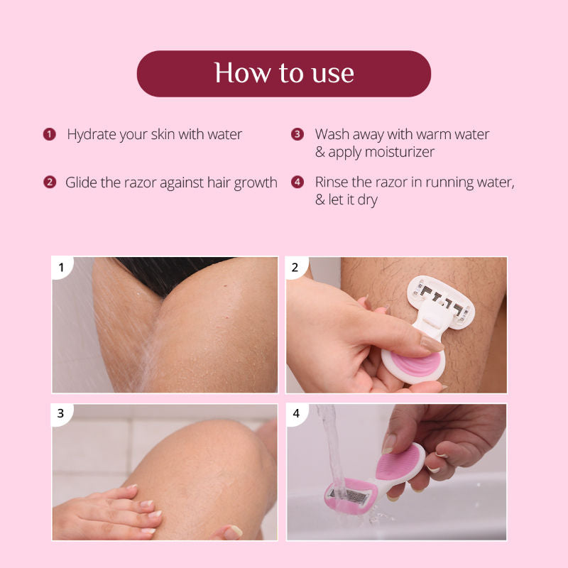 Body Razor Mini For Women's Hair Removal - Enriched with Aloe Vera & Vit E - Pack of 1