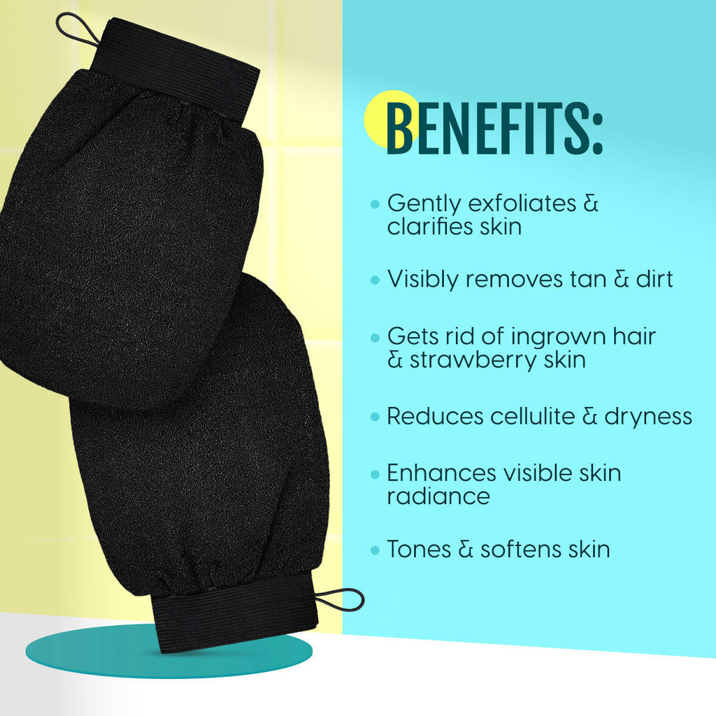 Exfoliating Bath Glove Body Scrubbing Mitten for Deep Cleansing, Dead Skin & Tan Removal