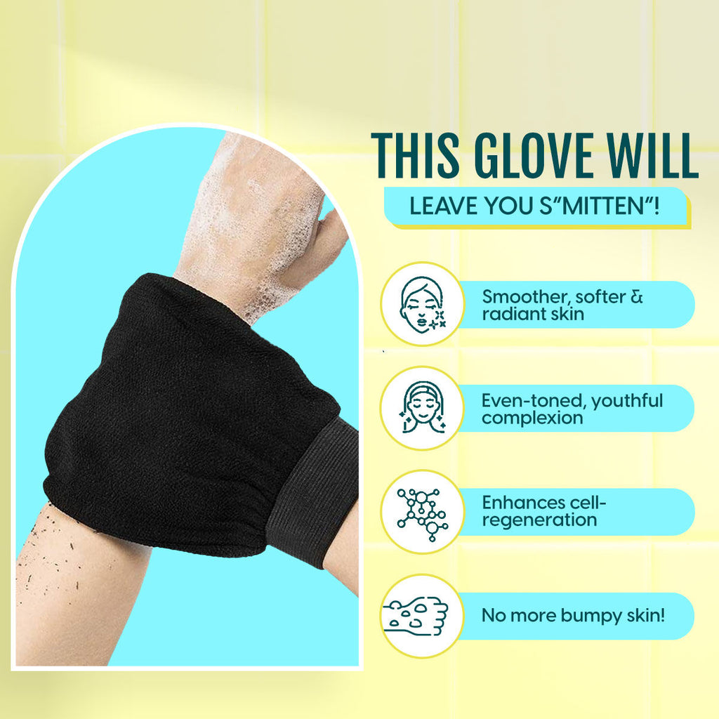 Exfoliating Bath Glove Body Scrubbing Mitten for Deep Cleansing, Dead Skin & Tan Removal