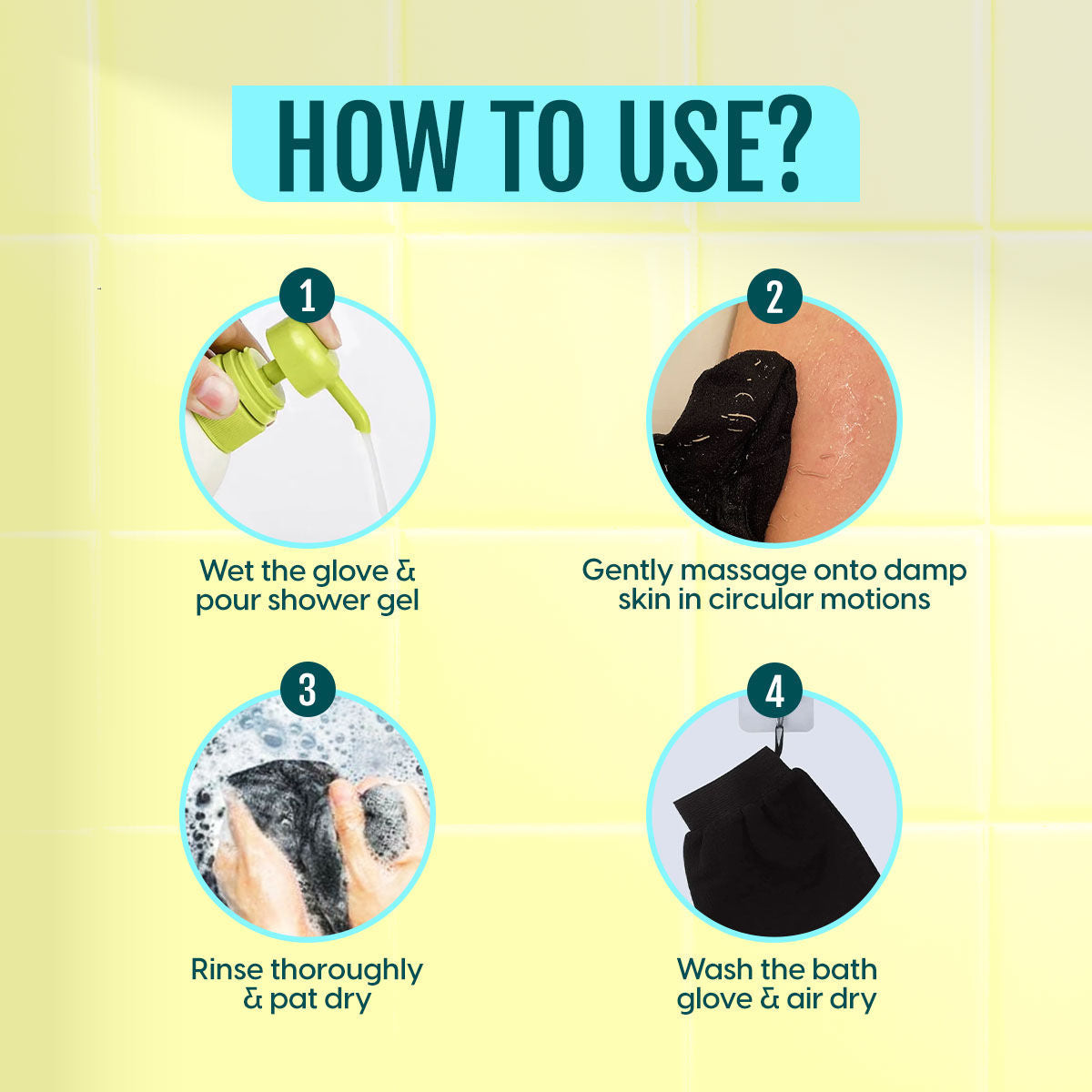 Exfoliating Bath Glove Body Scrubbing Mitten for Deep Cleansing, Dead Skin & Tan Removal
