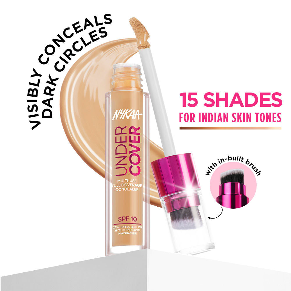 Nykaa Undercover Multi-Use Full Coverage Concealer-Hyaluronic Acid & Niacinamide - 10Y