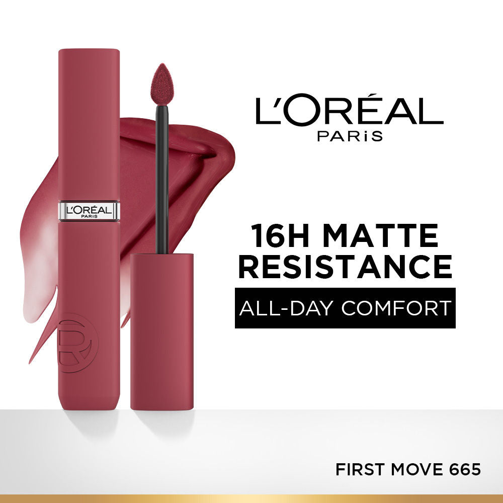 LOreal Paris Infallible Matte Resistance Lipstick, Transfer Resistant Formula - Lazy Sunday 150 - 665 First Move
