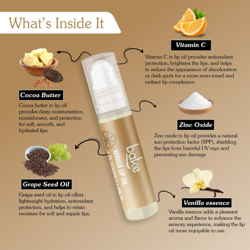 2% Vitamin C Vanilla Lip Balm Oil For Dark Pigmented Lips With SPF 25 PA+++
