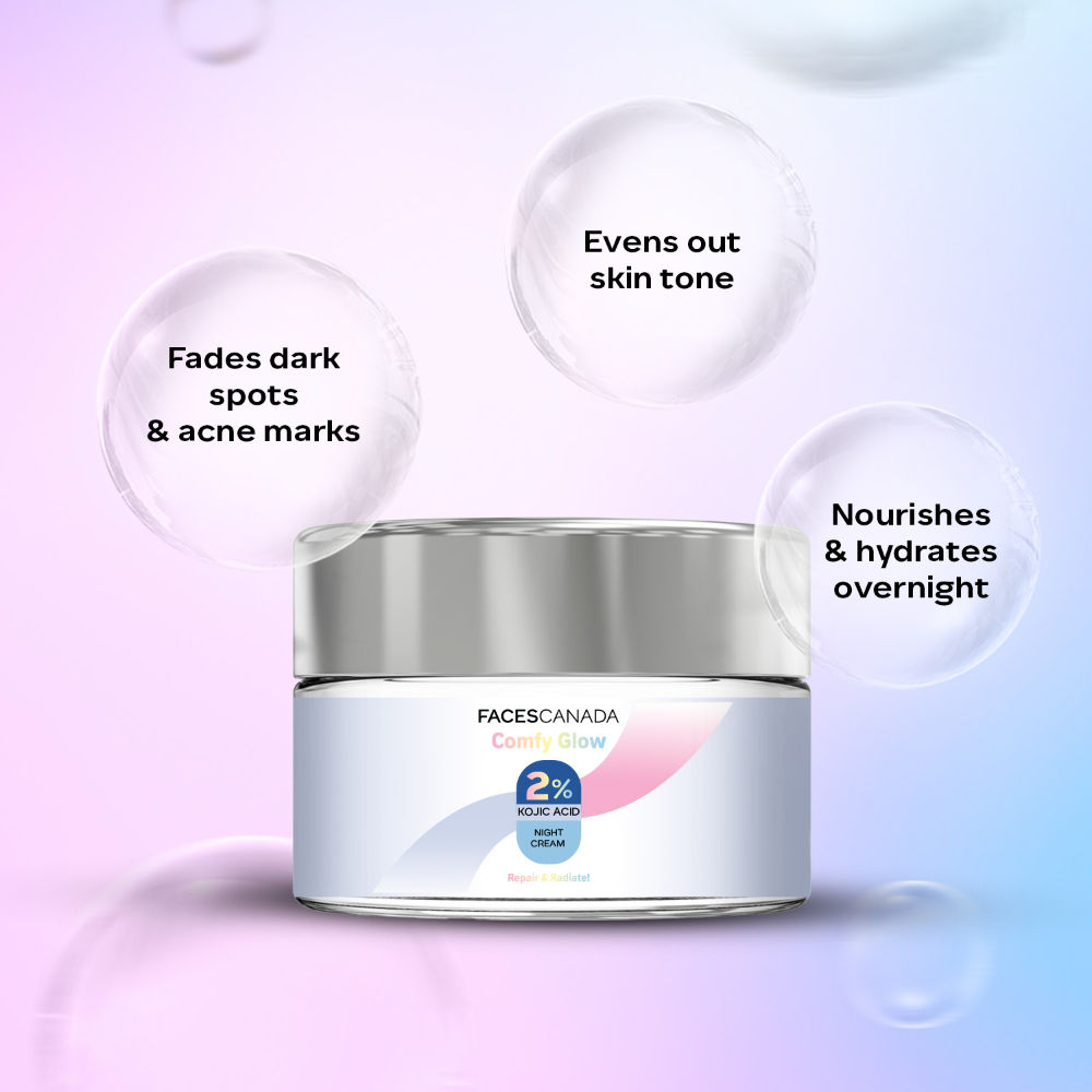 Comfy Glow 2% Kojic Acid Night Cream - Fades Dark Spots & Acne Marks