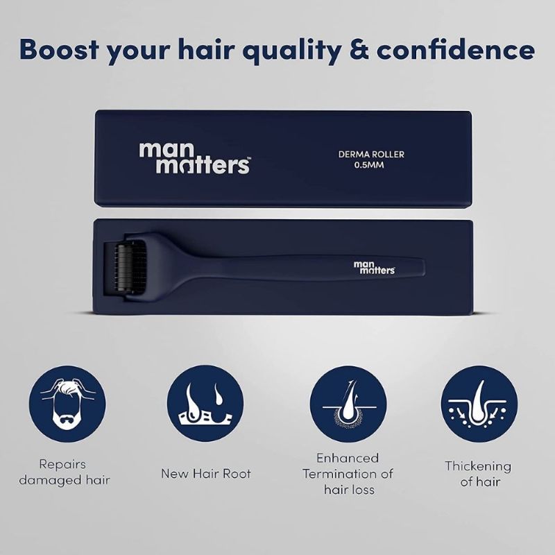 Advance Derma Roller For Men, 540 Micro 0.5mm Titanium Alloy Needles