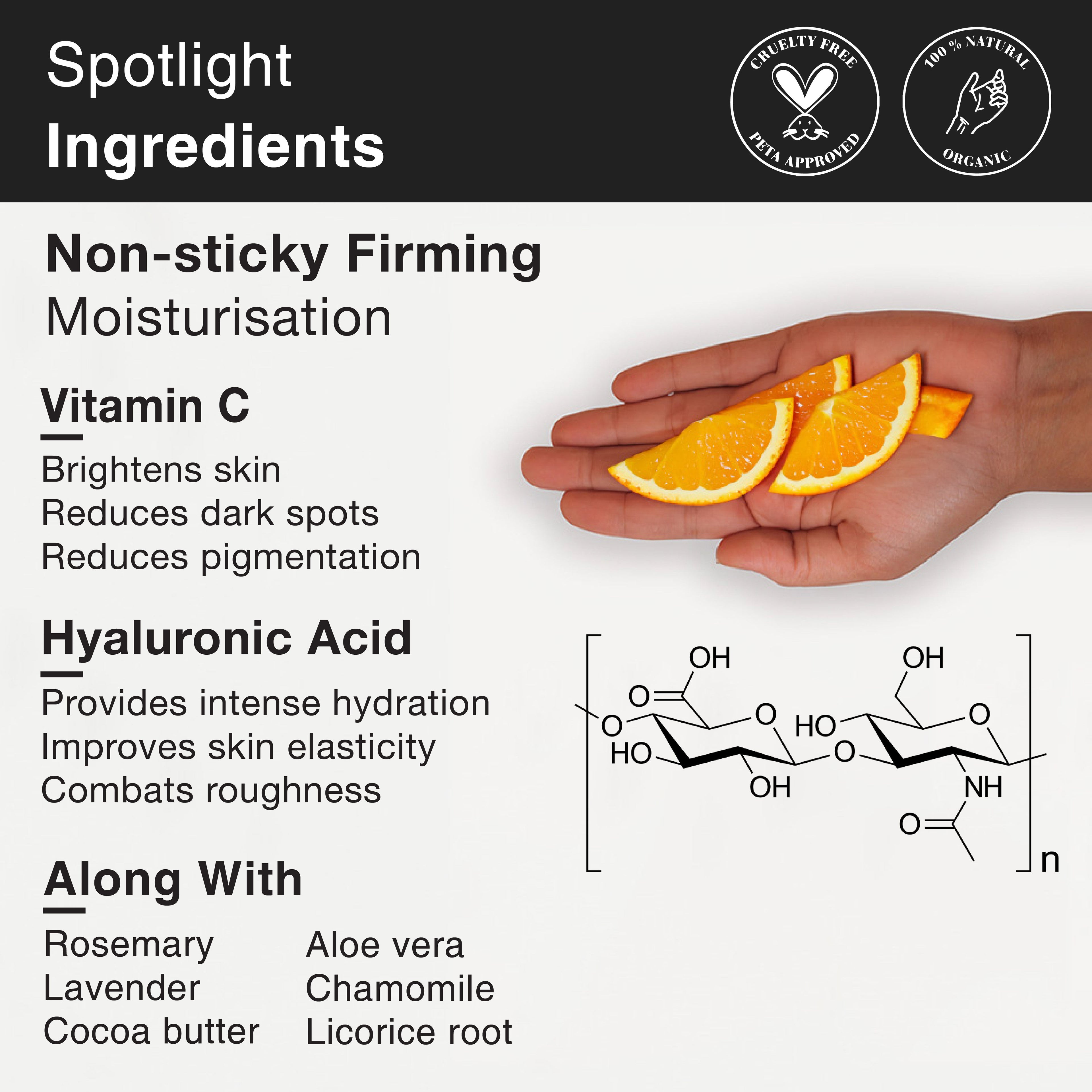 Vitamin C Brightening Body Lotion, Hyaluronic Acid, Hydration, Light Weight & Non Sticky