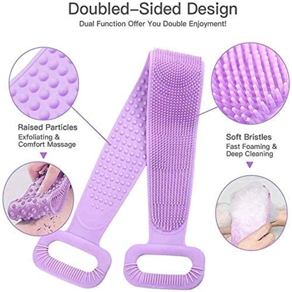 Silicone Body Back Scrubber Double Side Bathing Brush (Multicolor)