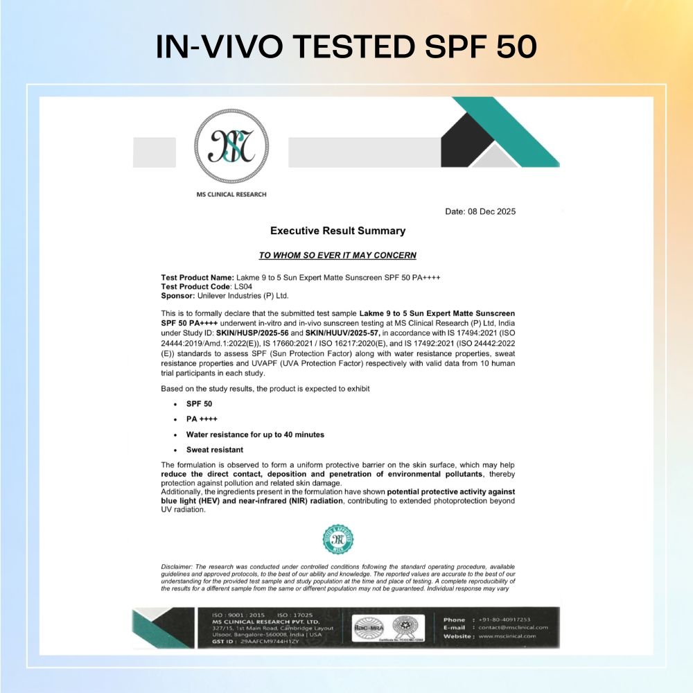 Matte Sunscreen SPF 50 PA+++, Niacinamide,UVA/B Protection,For Normal To Oily Skin
