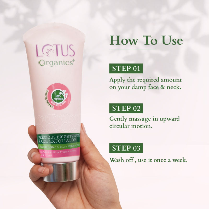 Precious Brightening Face Exfoliator, White Peony,Gentle,Effective Organic Face Scrub