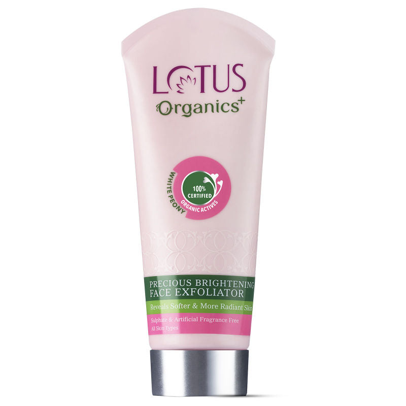 Lotus Organics Precious Brightening Face Exfoliator, White Peony,Gentle,Effective Organic Face Scrub