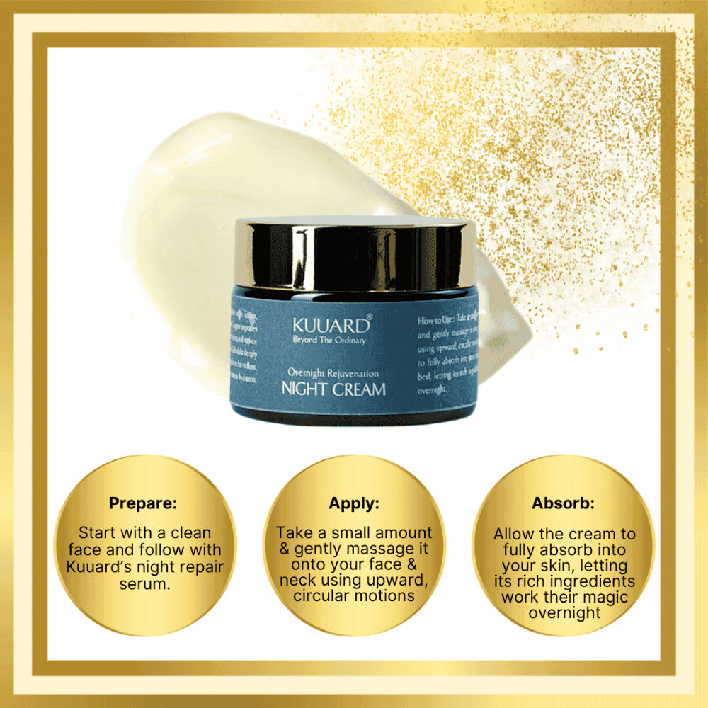 24K Gold Night Cream, Anti Ageing, Wrinkle Repair & Skin Brightening with Retinol