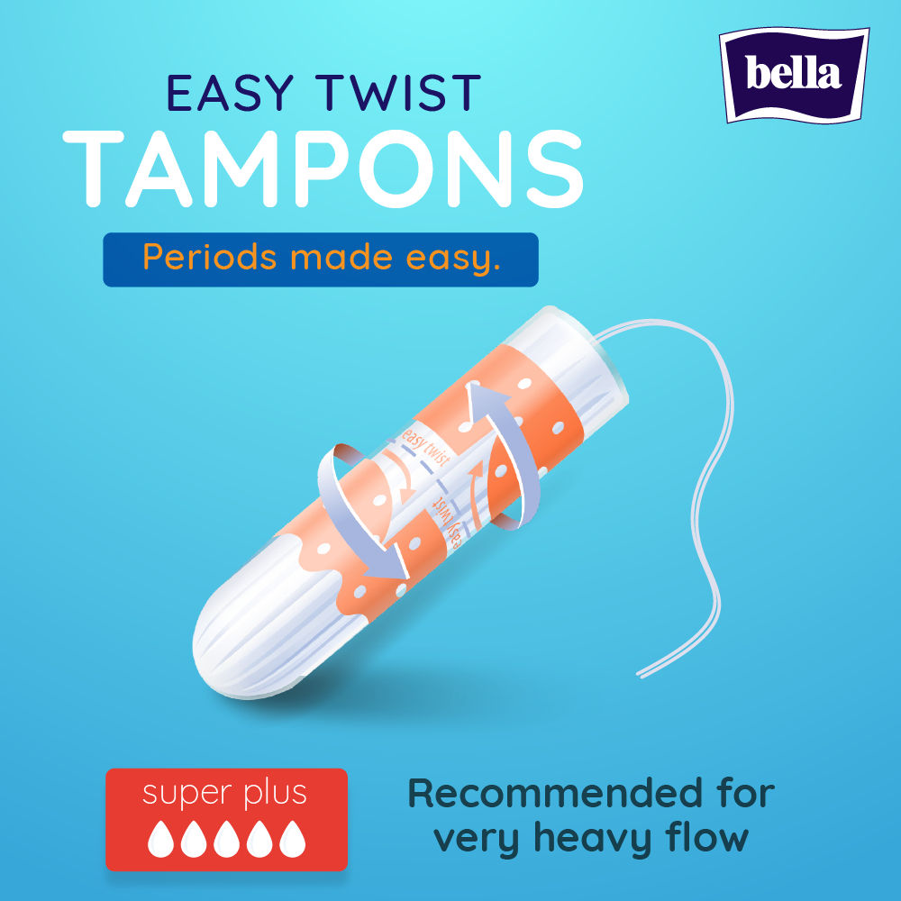 Tampo Super Plus Easy Twist Tampons for Women - High Absorption, Leakproof, Comfort Fit for Very Heavy Flow (16 Pcs)