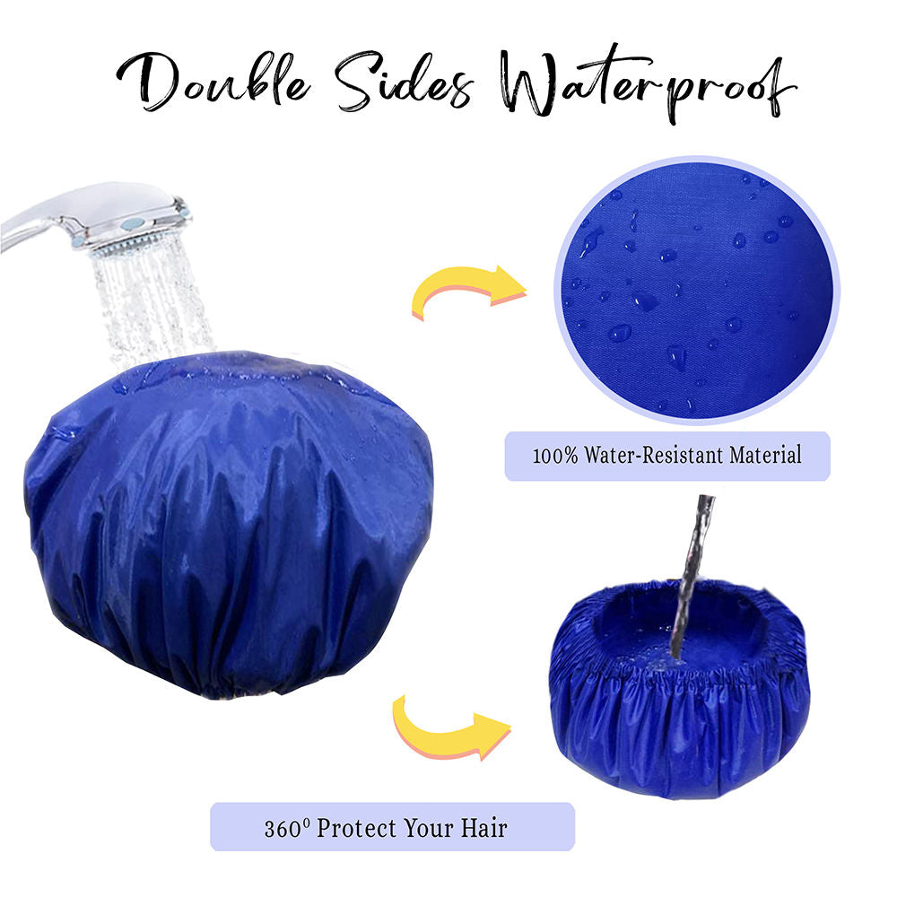 Reusable Shower Caps For Women & Men 100% Water Proof, Blue And Pink