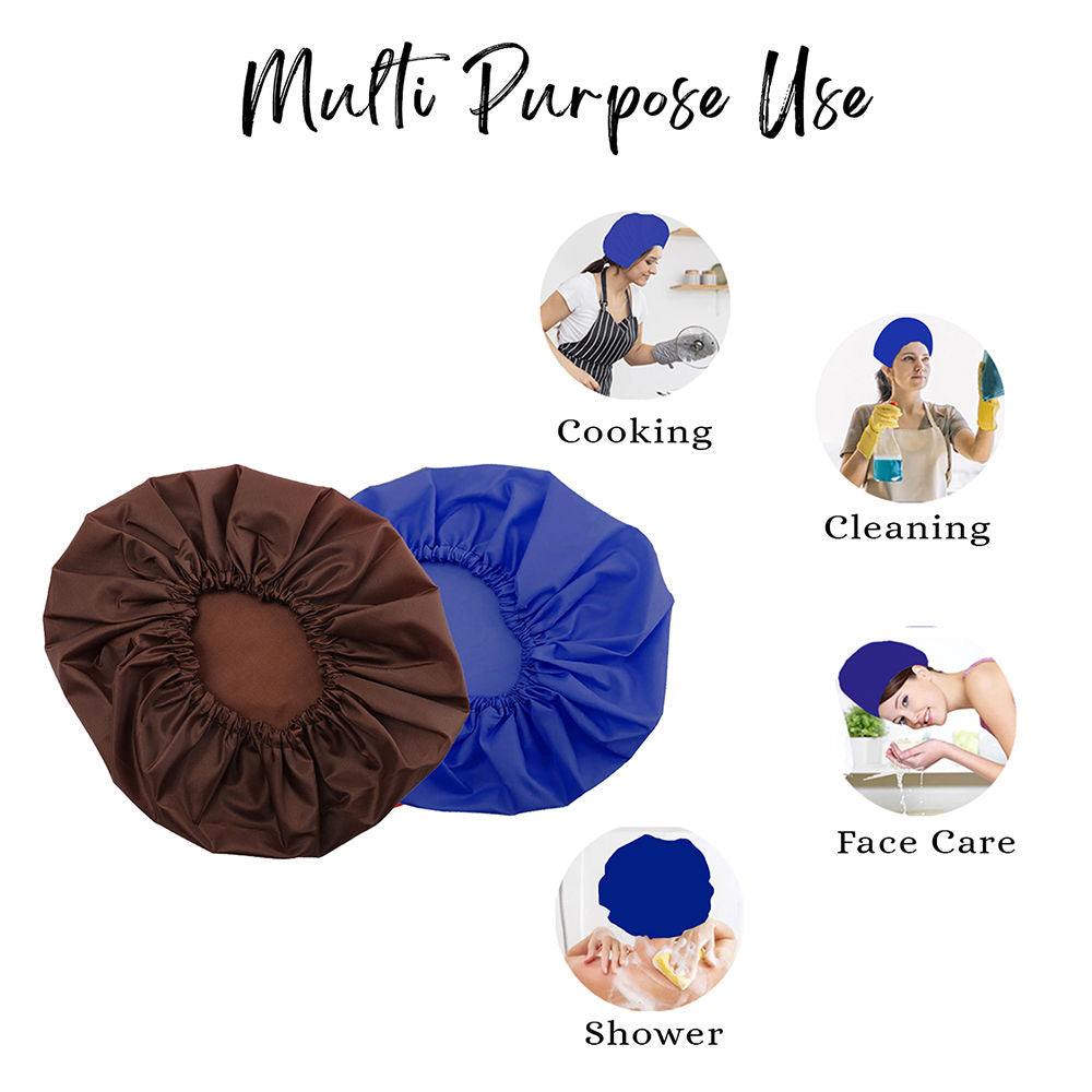 Reusable Shower Caps For Women & Men 100% Water Proof, Blue And Pink