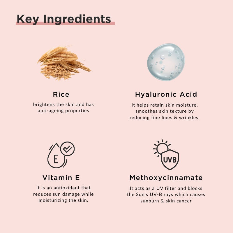 Spf 50+ Korean Sunscreen With Rice And Hyaluronic Acid